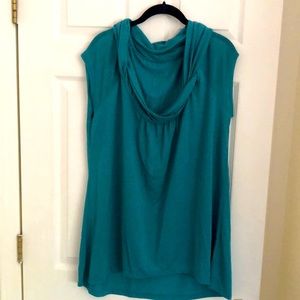 Teal cowl/drape neck tunic
